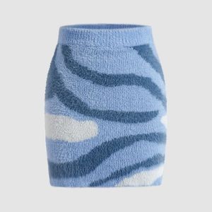 Cloud and Sky Line Art Fuzzy Plush Mini Skirt